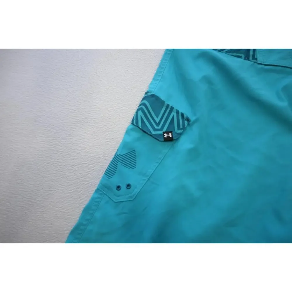 Under Armour Board Shorts HeatGear Loose Blue Athletic Water‎ Swim Mens Sz 38